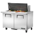 image of True TSSU-48-18M-B-HC 48" Mega Top Sandwich/Salad Prep Table w/ 2 Doors 18 Pans