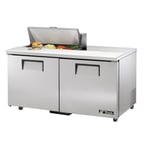 image of True TSSU-60-08-HC 60" Two Section Sandwich / Salad Prep Table w/ 2 Doors, 8 Pans