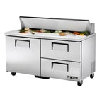 image of True TSSU-60-16D-2-HC 60" Sandwich / Salad Prep Table w/ 1 Door & 2 Drawers, 16 Pans