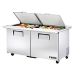image of True TSSU-60-24M-B-DS-ST-HC 60" Mega Top Sandwich/Salad Prep Table w/ 2 Doors, 24 Pans