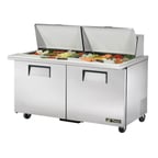 image of True TSSU-60-24M-B-ST-HC 60" Mega Top Sandwich/Salad Prep Table w/ 2 Doors, 24 Pans