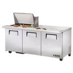 image of True TSSU-72-12M-B-HC 72" Mega Top Sandwich/Salad Prep Table w/ 3 Doors, 12 Pans