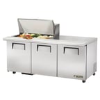 image of True TSSU-72-15M-B-HC 72" Mega Top Sandwich/Salad Prep Table w/ 3 Doors, 15 Pans