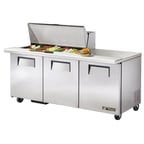 image of True TSSU-72-18M-B-HC 72" Mega Top Sandwich/Salad Prep Table w/ 3 Doors, 18 Pans