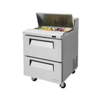image of Turbo Air TST-28SD-D2-N 27" One Section Sandwich / Salad Prep Table w/ 2 Drawers, 8 Pans