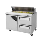 image of Turbo Air TST-48SD-D2-N 48" Sandwich / Salad Prep Table w/ 2 Drawers & 1 Door, 12 Pans