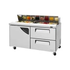 image of Turbo Air TST-60SD-D2-N 60" Sandwich / Salad Prep Table w/ 2 Drawers & 1 Door, 16 Pans