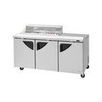 image of Turbo Air TST-72SD-12S-N-CL 72" Three Section Sandwich / Salad Prep Table w/ 3 Doors, 12 Pans