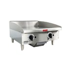 image of Toastmaster TMGT24 24" Countertop Thermostatic Gas Griddle, 3/4" Steel Plate, 40.000 BTU