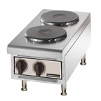 image of Toastmaster TMHPF 12" Electric Countertop Hotplate w/ (2) Solid Burners, Infinite Controls, 208/240v