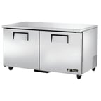 image of True TUC-60-HC 60" 2-Section Undercounter Refrigerator w/ 2 Solid Doors