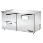 image of True TUC-60D-2-LP-HC 60" 2-Section Undercounter Refrigerator w/ 1 Solid Door, 2 Drawers, 16 cu ft