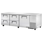 image of True TUC-93D-4-HC 93" 3-Section Undercounter Refrigerator w/ 1 Door & 4 Drawers
