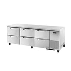 image of True TUC-93D-6-HC~SPEC3 93" 3-Section Undercounter Refrigerator w/ Heavy Duty 6 Drawers