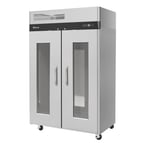 image of Turbo Air M3R47-2-G-N 51" Two Section Reach-In Refrigerator w/ 2 Glass Doors, Top Mount, Aluminum Interior, 42 cu. ft.