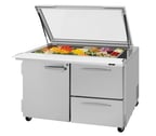 image of Turbo Air PST-48-18-D2R(L)-N-GL 48" Mega Top Sandwich Prep Table w/ 2 Drawers & 1 Door, 18 Pans