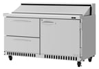 image of Turbo Air PST-60-D2R(L)-FB-N 60" Sandwich / Salad Prep Table w/ 2 Drawers & 1 Door, 16 Pans