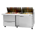 image of Turbo Air PST-72-30-D2R(L)-N 72" Mega Top Sandwich Prep Table w/ 2 Drawers & 1 Door, 30 Pans