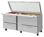 image of Turbo Air PST-72-30-D4-N-GL 72" Mega Top Sandwich/Salad Prep Table w/ 4 Drawers, 30 Pans