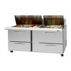 image of Turbo Air PST-72-30-D4-N-SL 72" Mega Top Sandwich/Salad Prep Table w/ 4 Drawers, 30 Pans
