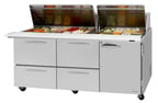 image of Turbo Air PST-72-30-D4R(L)-N 72" Mega Top Sandwich/Salad Prep Table w/ 4 Drawers, 30 Pans