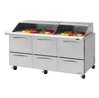 image of Turbo Air PST-72-30-D6-N-SL 72" Mega Top Sandwich/Salad Prep Table w/ 6 Drawers, 30 Pans