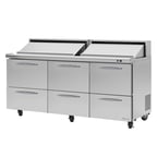 image of Turbo Air PST-72-D6-N 72" Three Section Sandwich / Salad Prep Table w/ 6 Drawers, 18 Pans