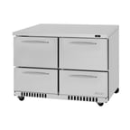 image of Turbo Air PUR-48-D4-FB-N 48" 2-Section Undercounter Refrigerator w/ 4 Drawers, 11 cu. ft.
