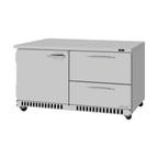 image of Turbo Air PUR-60-D2R(L)-FB-N 60" 2-Section Undercounter Refrigerator w/ 2 Doors, 14.8 cu. ft.