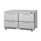 image of Turbo Air PUR-60-D4-FB-N 60" 2-Section Undercounter Refrigerator w/ 2 Doors, 15 cu. ft.