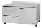 image of Turbo Air PWR-60-D2R(L)-N 60" 2-Section Worktop Refrigerator w/ 1 Door & 2 Drawers, 17.2 cu. ft.