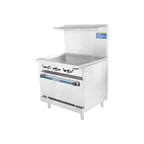 image of Turbo Air TAR-36G-LP 36" LP Gas Restaurant Range, 36" Full Griddle w/ Thermostatic Controls, (1) Standard Oven, 91.000 BTU 