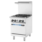 image of Turbo Air TAR-4 24" Gas Restaurant Range w/ (4) Open Burners, (1) Standard Oven, 163.000 BTU