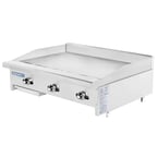 image of Turbo Air TATG-36 36" Countertop Thermostatic Gas Griddle, 1" Steel Plate, 66.000 BTU