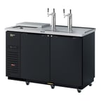 image of Turbo Air TCB-2SBD-N6 58" Draft Beer Cooler w/ 2 Kegs, 2 Dual-Tap Towers, Black