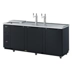 image of Turbo Air TCB-4SBD-N 90" Draft Beer Cooler w/ 4 Kegs, 2 Dual-Tap Towers, Black