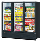 image of Turbo Air TGF-72SDH-N 78" 3 Glass Door Freezer Merchandiser, White or Black, 62.2 cu. ft.