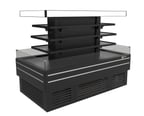 image of Turbo Air TIOM-36CSCB-N 84" Island Display Self-Serve Refrigerated Merchandiser in Black, Open Flat, 3 Shelves, 41.9 cu. ft.