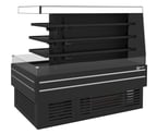 image of Turbo Air TIOM-48CSB-N 73" Island Display Self-Serve Refrigerated Merchandiser in Black, Open Flat, 3 Shelves, 36 cu. ft.