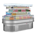 image of Turbo Air TIOM-48RSRS-N 48" Island Display Self-Serve Refrigerated Merchandiser, Stainless Steel, Open Curved, 3 Shelves, 28.8 cu. ft.