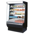 image of Turbo Air TOM-48DXB-SP(-A)-N 48" Vertical Extra Deep Open Air Merchandiser in Black, Self-Contained, 4 Shelves, 23.2 cu. ft.