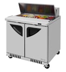 image of Turbo Air TST-36SD-FB-N 36" Two Section Sandwich / Salad Prep Table w/ 2 Doors, 10 Pans