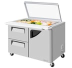 image of Turbo Air TST-48SD-18-D2R-N-GL 48" Mega Top Sandwich Prep Table w/ 2 Drawers & 1 Door, 18 Pans