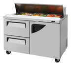 image of Turbo Air TST-48SD-D2R-N 48" Sandwich / Salad Prep Table w/ 2 Drawers & 1 Door, 12 Pans