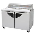 image of Turbo Air TST-48SD-N-CL 2 48" Two Section Sandwich / Salad Prep Table w/ 2 Doors, 12 Pans