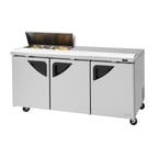 image of Turbo Air TST-72SD-08S-N 72" Three Section Sandwich / Salad Prep Table w/ 3 Doors, 8 Pans