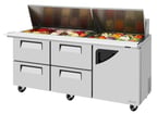 image of Turbo Air TST-72SD-30-D4R-N 72" Mega Top Sandwich/Salad Prep Table w/ 4 Drawers & 1 Door