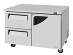 image of Turbo Air TUR-48SD-D2R-N 48" 2-Section Undercounter Refrigerator w/ 2 Drawers & 1 Door