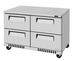 image of Turbo Air TUR-48SD-D4-FB-N 48" 2-Section Undercounter Refrigerator w/ 4 Drawers, 11 cu. ft.