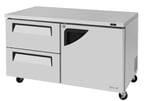 image of Turbo Air TUR-60SD-D2R-N 60" 2-Section Undercounter Refrigerator w/ 2 Drawers & 1 Door